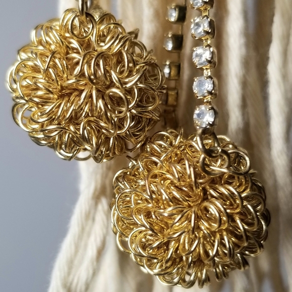 Earrings Statement Dangling Earrings Gold* Twist Ball - Picture 2 of 10